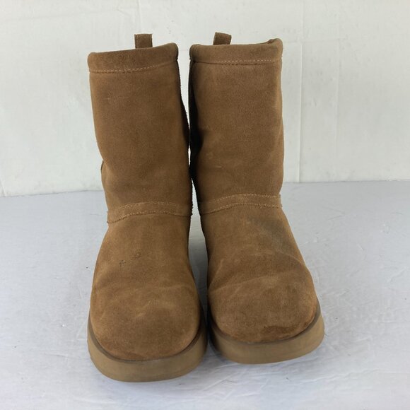 UGG Womens Sz 10 Brown Suede Mid Calf Arctic Grip Winter Vibram Sole Boots - Picture 2 of 9
